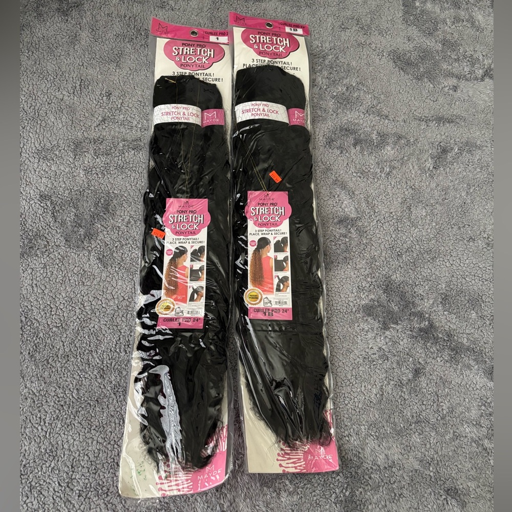 (2)Wrap-Around Ponytail Black Curlee Pro 24”